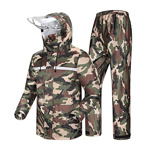 Coutyuyi Herren & Damen Regenanzug Reflektierender 100% Wasserdichter Anzug Outdoor Regenmantel Winddicht Regenjacke （S, Dunkelgrün Camouflage） von Coutyuyi