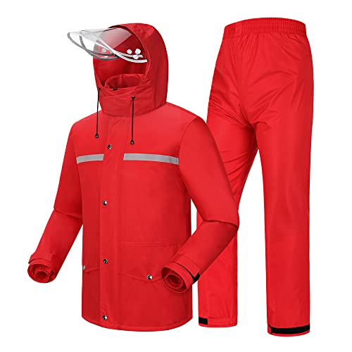 Coutyuyi Herren & Damen Regenanzug Reflektierender 100% Wasserdichter Anzug Outdoor Regenmantel Winddicht Regenjacke （S, Rot） von Coutyuyi