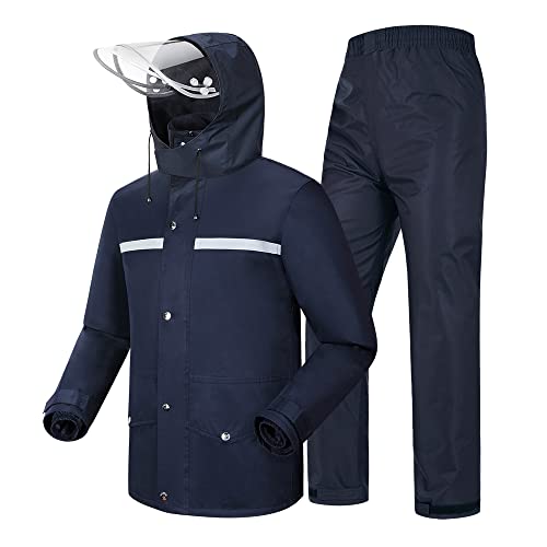 Coutyuyi Herren & Damen Regenanzug Reflektierender 100% Wasserdichter Anzug Outdoor Regenmantel Winddicht Regenjacke （M, Navy Blau） von Coutyuyi