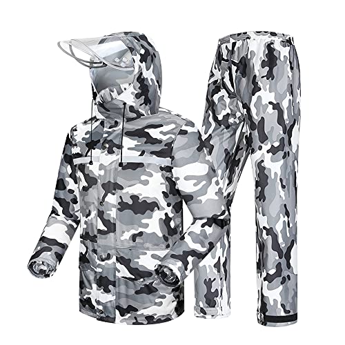 Coutyuyi Herren & Damen Regenanzug Reflektierender 100% Wasserdichter Anzug Outdoor Regenmantel Winddicht Regenjacke （S, Grau Camouflage） von Coutyuyi