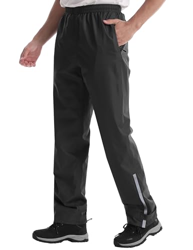 Coutyuyi Regenhose für Herren wasserdichte Leichte Winddichte Outdoorhose zum Wandern Camping Golf,Schwarz mit Reißverschlusstasche（XL/30L von Coutyuyi