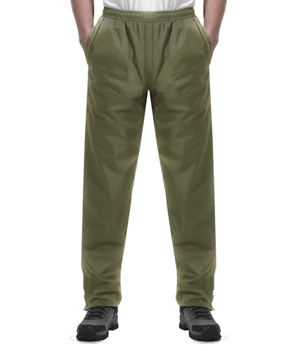 Coutyuyi Regenhose für Herren wasserdichte Leichte Winddichte Outdoorhose zum Wandern Camping Golf,Armeegrün（S/30L von Coutyuyi