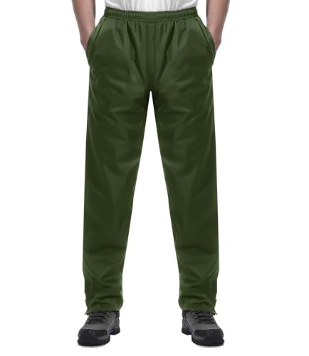Coutyuyi Regenhose für Herren wasserdichte Leichte Winddichte Outdoorhose zum Wandern Camping Golf,Grün/Army Green（3XL/32L von Coutyuyi