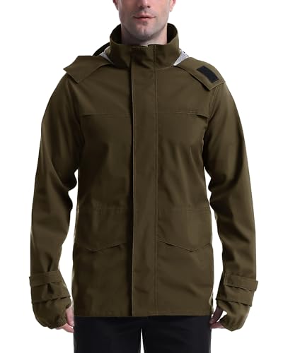 Coutyuyi Regenjacke Herren Wasserdicht Atmungsaktiv Fahrrad Windjacke mit Kapuze Leichte Freizeitjacke Outdoorjacke Packbare（Bräunlich,L） von Coutyuyi