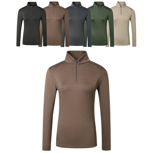 Covalliero - Damen Funktionsshirt Active | Sport Longsleeve mit Stehkragen | Langarm Sportshirt zum Reiten | atmungsaktives & leichtes Reitshirt | Reitbekleidung in Coffee | Größe XL von Covalliero