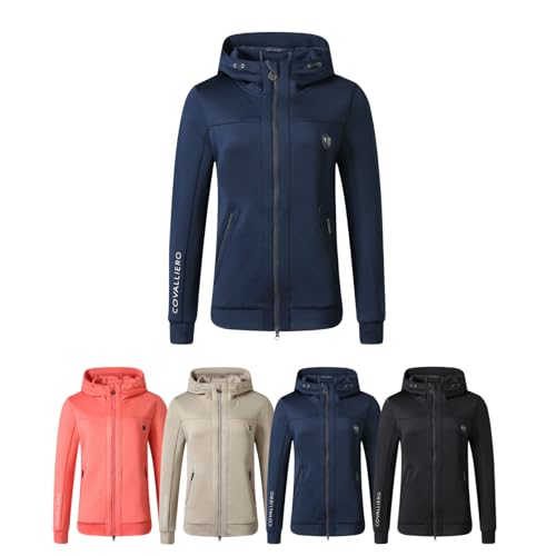 Covalliero - Damen Hoodyjacke – Zipper Hoodie mit Kapuze – Kapuzenjacke mit Reißverschluss – Taillierte Sweatjacke mit 2 Taschen – Reitbekleidung in Dark Navy – Größe XL von Covalliero