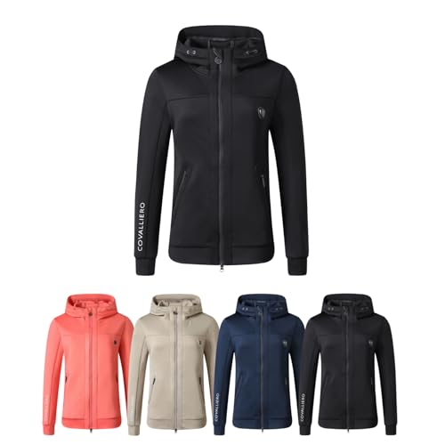 Covalliero - Damen Hoodyjacke – Zipper Hoodie mit Kapuze – Kapuzenjacke mit Reißverschluss – Taillierte Sweatjacke mit 2 Taschen – Reitbekleidung in Schwarz – Größe XS von Covalliero