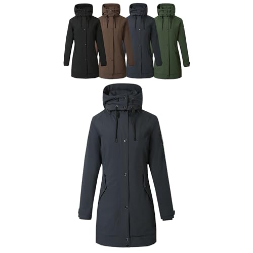 Covalliero - Damen Parka | Reitjacke mit Reitschlitz | warme Übergangsjacke mit hohem Kragen & 5 Taschen | wasserabweisende Winterjacke | Reitbekleidung in Dark Navy | Größe M von Covalliero