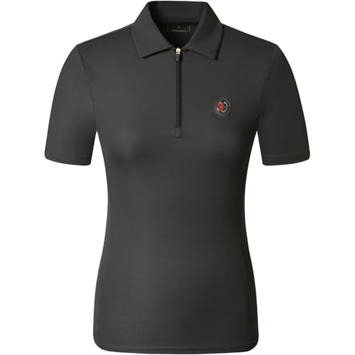 Covalliero - Damen Poloshirt Anniversary – Polo Shirt mit Kragen & Reißverschluss – Kurzarm Sportshirt – atmungsaktives & leichtes Reitshirt – Reitbekleidung in Graphite – Größe XS von Covalliero