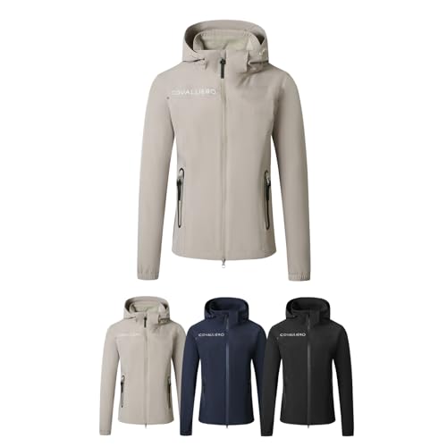 Covalliero - Damen Regenjacke – wasserdichte Outdoor Jacke mit Kapuze – Allwetterjacke mit 10.000 mm Wassersäule – verschweißte Nähte – Übergangsjacke in Beige – Größe M von Covalliero