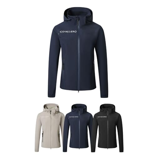 Covalliero - Damen Regenjacke – wasserdichte Outdoor Jacke mit Kapuze – Allwetterjacke mit 10.000 mm Wassersäule – verschweißte Nähte – Übergangsjacke in Blau – Größe XXL von Covalliero