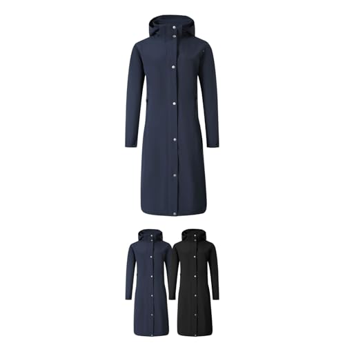 Covalliero - Damen Regenmantel – extra lange Regenjacke mit Reitschlitz in Dunkelblau – wasserdicht & windabweisend – Regenponcho zum Wandern & Reiten – Reitbekleidung in Größe XXL von Covalliero