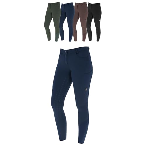 Covalliero - Damen Reithose Silikon Vollbesatz | Reitleggings mit 2 Handytaschen | atmungsaktive & elastische Reiterhose | für Herbst & Winter | Reitbekleidung in Dark Navy | Größe 38 von Covalliero