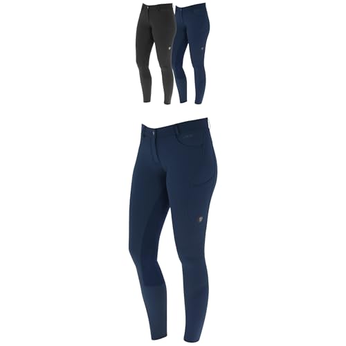 Covalliero - Damen Reithose Vollbesatz mit Lederimitat | Reitleggings mit 2 Handytaschen | Herbst & Winter Reiterhose | atmungsaktiv & elastisch | Reitbekleidung in Dark Navy | Größe 38 Covalliero - Damen Reithose Vollbesatz mit Lederimitat | Reitleggings mit 2 Handytaschen | Herbst & Winter Reiterhose | atmungsaktiv & elastisch | Reitbekleidung in Dark Navy | Größe 38 von Covalliero