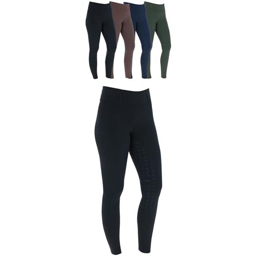 Covalliero - Damen Reitleggings Silikon Vollbesatz | Reithose mit 2 Handytaschen | Herbst & Winter Reiterhose | warm, atmungsaktiv & elastisch | Reitbekleidung in Black | Größe 38/40 von Covalliero