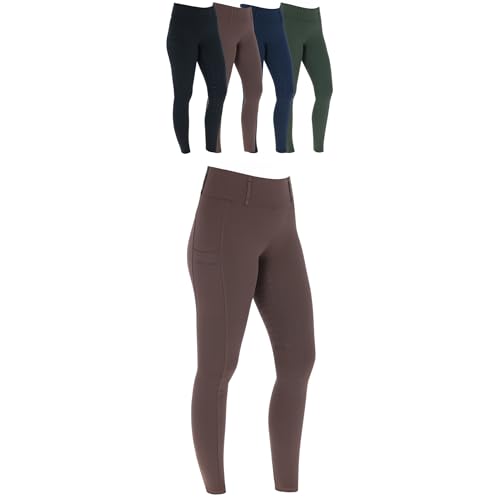 Covalliero - Damen Reitleggings Silikon Vollbesatz | Reithose mit 2 Handytaschen | Herbst & Winter Reiterhose | warm, atmungsaktiv & elastisch | Reitbekleidung in Coffee | Größe 32/34 von Covalliero