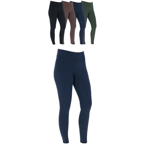 Covalliero - Damen Reitleggings Silikon Vollbesatz | Reithose mit 2 Handytaschen | Herbst & Winter Reiterhose | warm, atmungsaktiv & elastisch | Reitbekleidung in Dark Navy | Größe 36/38 von Covalliero