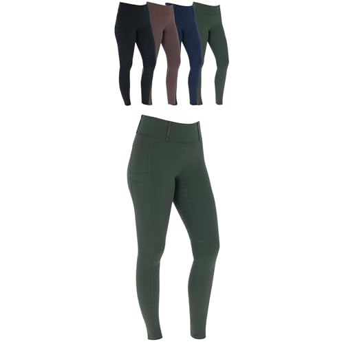 Covalliero - Damen Reitleggings Silikon Vollbesatz | Reithose mit 2 Handytaschen | Herbst & Winter Reiterhose | warm, atmungsaktiv & elastisch | Reitbekleidung in Opal Green | Größe 36/38 von Covalliero