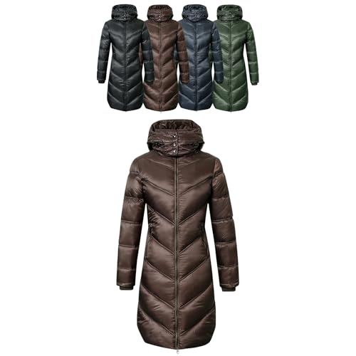 Covalliero - Damen Steppmantel | Wintermantel mit Kapuze | Reitmantel mit Reitschlitz | wasserabweisender Damen Mantel mit üppiger Wattierung | Reitbekleidung in Coffee | Größe XL Covalliero - Damen Steppmantel | Wintermantel mit Kapuze | Reitmantel mit Reitschlitz | wasserabweisender Damen Mantel mit üppiger Wattierung | Reitbekleidung in Coffee | Größe XL von Covalliero