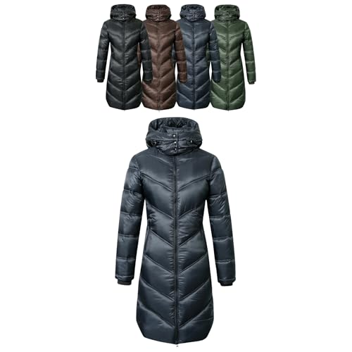 Covalliero - Damen Steppmantel | Wintermantel mit Kapuze | Reitmantel mit Reitschlitz | wasserabweisender Damen Mantel mit üppiger Wattierung | Reitbekleidung in Dark Navy | Größe XL Covalliero - Damen Steppmantel | Wintermantel mit Kapuze | Reitmantel mit Reitschlitz | wasserabweisender Damen Mantel mit üppiger Wattierung | Reitbekleidung in Dark Navy | Größe XL von Covalliero