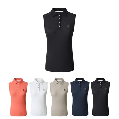Covalliero - Damen Top – ärmelloses T-Shirt – Shirt mit Kragen & tailliertem Schnitt – Reitshirt aus Piquéstoff – atmungsaktives Sport Shirt – Reitbekleidung in Schwarz – Größe L von Covalliero