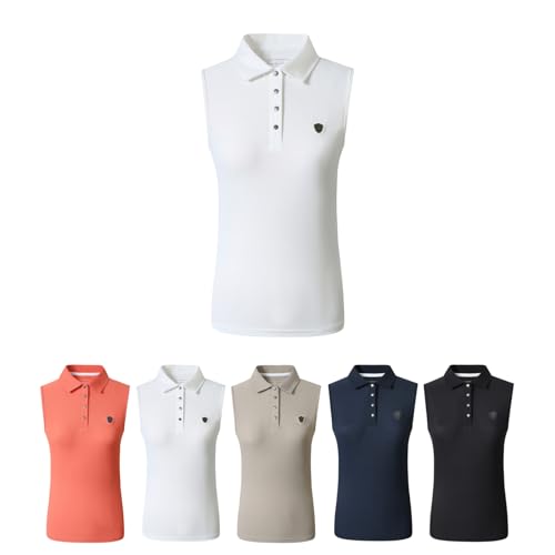 Covalliero - Damen Top – ärmelloses T-Shirt – Shirt mit Kragen & tailliertem Schnitt – Reitshirt aus Piquéstoff – atmungsaktives Sport Shirt – Reitbekleidung in Weiß – Größe L von Covalliero