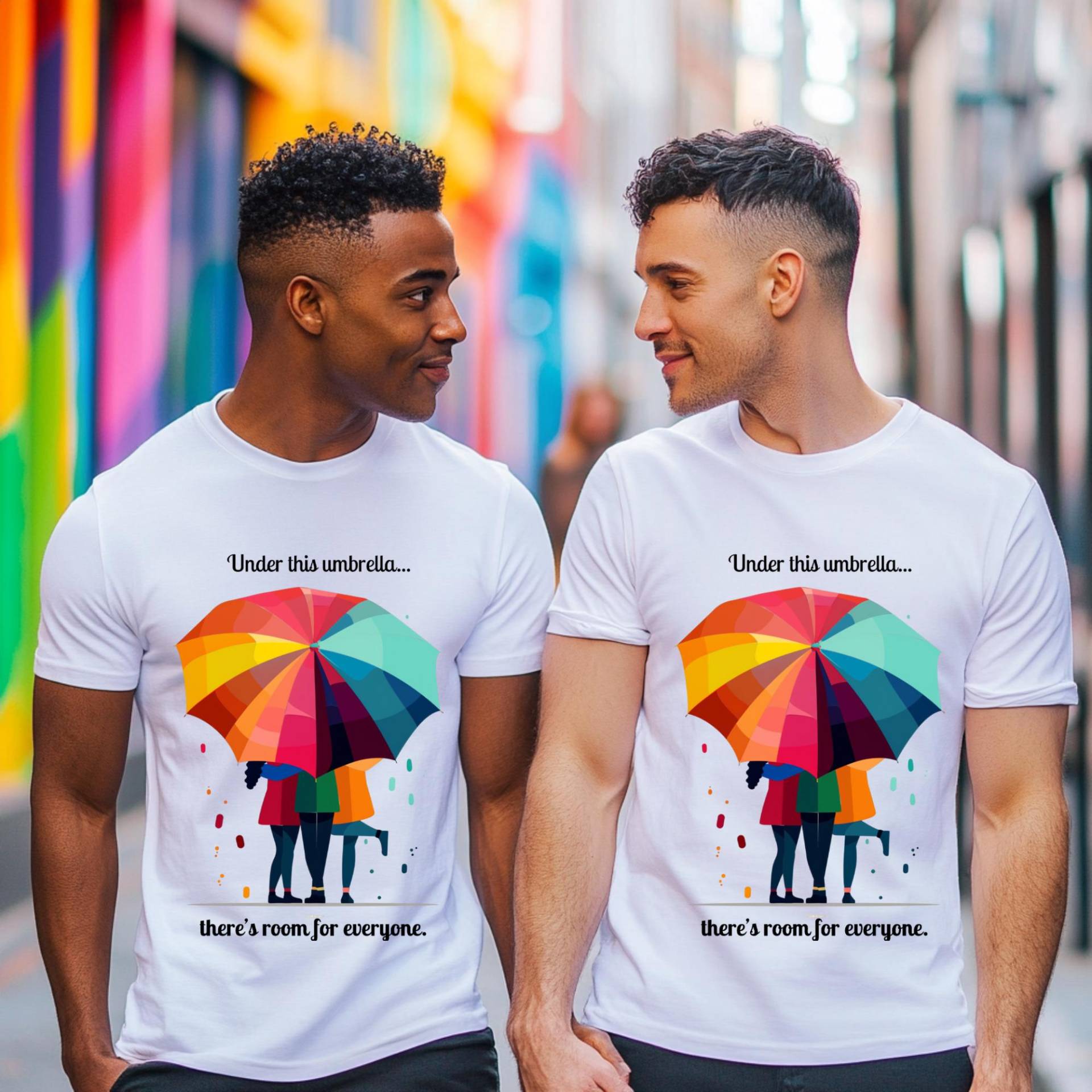 Lgbtq+ Umbrella Pride T-Shirt - "Under This Umbrella" Zitat Regenbogen Einschluss Queer Kindness Shirt Eu Versand Unisex Fit von CoverItUpbyC
