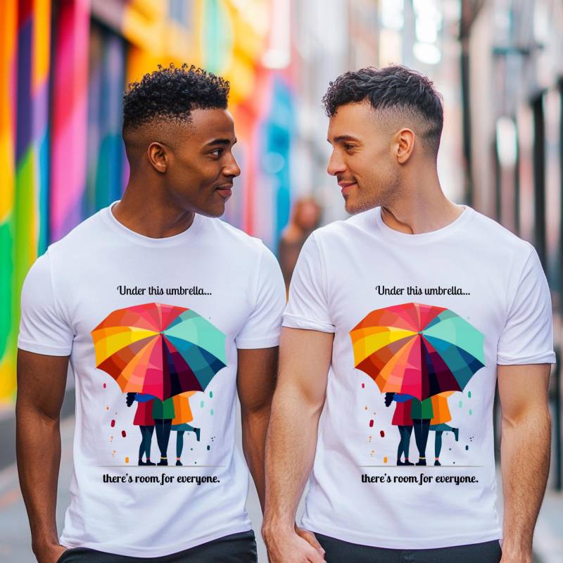 Lgbtq+ Umbrella Pride T-Shirt - "Under This Umbrella" Zitat Regenbogen Einschluss Queer Kindness Shirt Eu Versand Unisex Fit von CoverItUpbyC