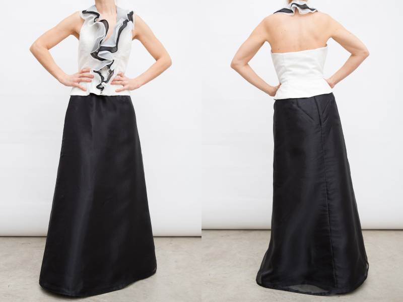 Vintage Abendrock Und Bluse Anzug/Abendkleid Mit Rüschen Schwarz-Weiß Halter Top Abend Vintage Abendrock Und Bluse Anzug/Abendkleid Mit Rüschen Schwarz-Weiß Halter Top Abend von CoverVintage