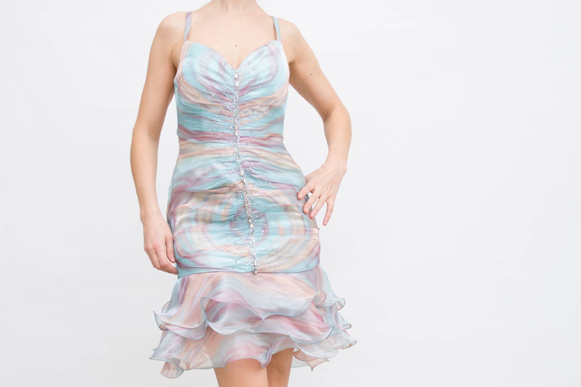 Vintage Glänzende Ballkleid, Mittlere Größe Perlen Abendkleid, Regenbogen Strapless Minikleid, Formale Minikleid Vintage Glänzende Ballkleid, Mittlere Größe Perlen Abendkleid, Regenbogen Strapless Minikleid, Formale Minikleid von CoverVintage