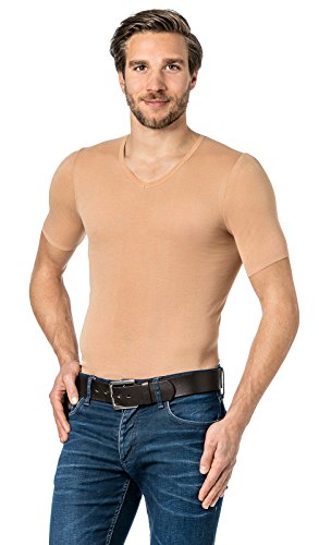 Covert underwear Hautfarbenes Unterhemd/Herrenunterhemd unsichtbar V-Ausschnitt Halbarmshirt Business Shirt 1/2 Arm Herren (56) von Covert underwear