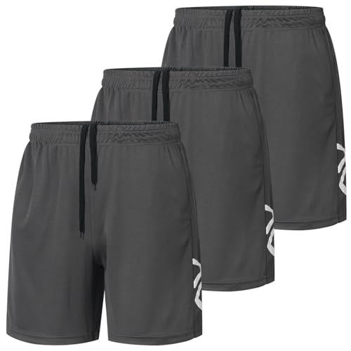 Covisoty 3er-Pack Sporthose Herren mit Taschen und Elastischem Bund, Schnell Trocknende Workout Gym Shorts für Herren Laufhose Sommer Jogginghose von Covisoty