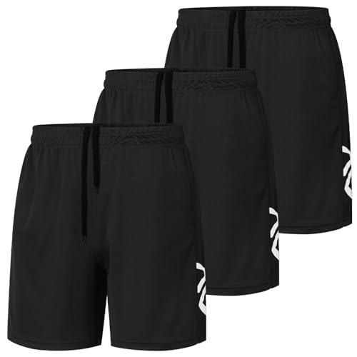 Covisoty 3er-Pack Sporthose Herren mit Taschen und Elastischem Bund, Schnell Trocknende Workout Gym Shorts für Herren Laufhose Sommer Jogginghose von Covisoty