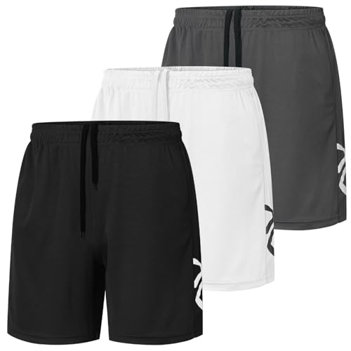 Covisoty 3er-Pack Sporthose Herren mit Taschen und Elastischem Bund, Schnell Trocknende Workout Gym Shorts für Herren Laufhose Sommer Jogginghose von Covisoty