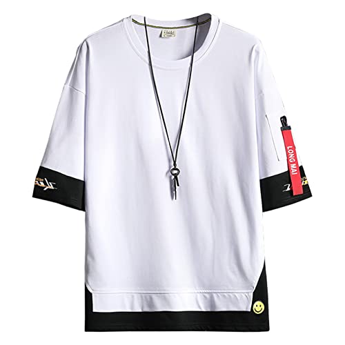 Covisoty Herren Casual Herren Techwear Japanisches Harajuku Streetwear Hip Hop Sweatshirt KurzarmT-Shirt Schwarz M von Covisoty