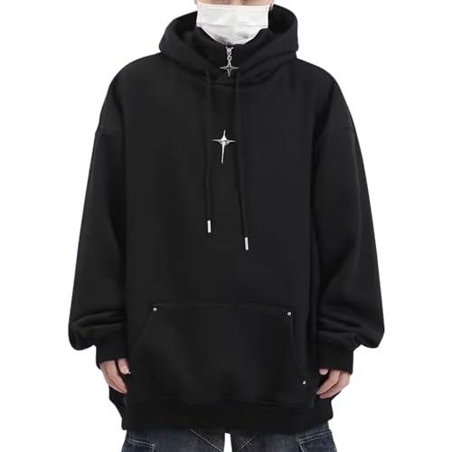 Covisoty Herren Kapuzenpullover Japanisches Harajuku Streetwear Pullover Hip Hop Hoodie Sweatshirt Schwarz M von Covisoty