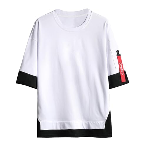 Covisoty Herren T-Shirt aus Baumwolle Kurzarm Basic T Shirt mit Rundhals Casual & Atmungsaktiv Weiß S von Covisoty
