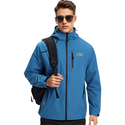 Covisoty Herren Wasserdichte Regenjacke Leichte Winddichter Regenmantel, Windbreaker Softshelljacken Outdoor für Wandern Reisen von Covisoty