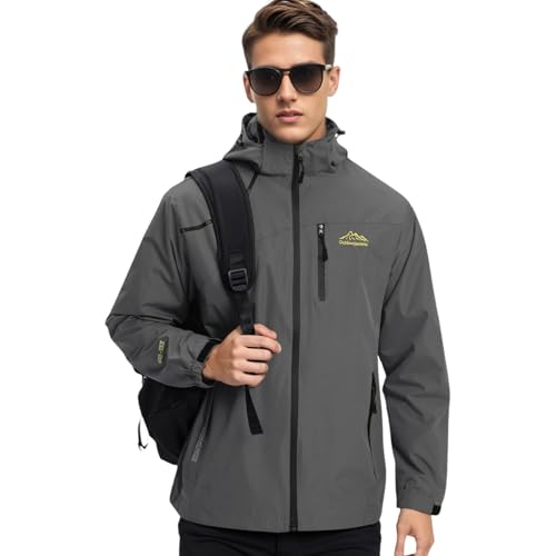 Covisoty Herren Wasserdichte Regenjacke Leichte Winddichter Regenmantel, Windbreaker Softshelljacken Outdoor für Wandern Reisen von Covisoty