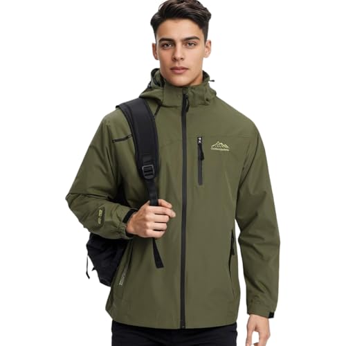Covisoty Herren Wasserdichte Regenjacke Leichte Winddichter Regenmantel, Windbreaker Softshelljacken Outdoor für Wandern Reisen von Covisoty