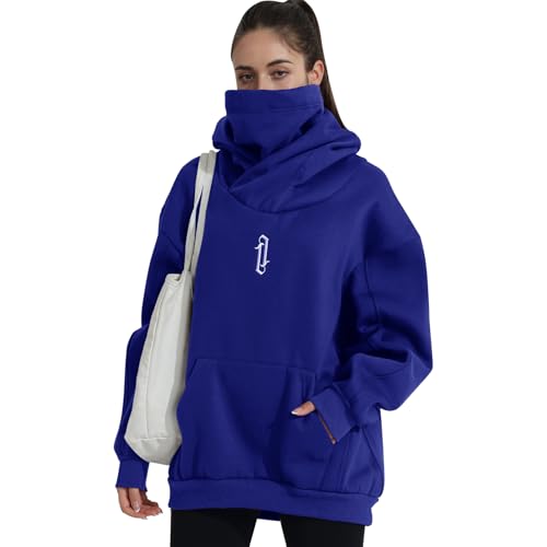 Covisoty Hoodie Damen Oversize Rollkragen Fleece Pulli Kapuzenpullover Pullover Sweater Sweatshirt Mit Kapuze Urban von Covisoty