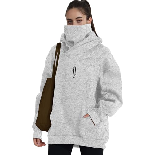 Covisoty Hoodie Damen Oversize Rollkragen Fleece Pulli Kapuzenpullover Pullover Sweater Sweatshirt Mit Kapuze Urban von Covisoty