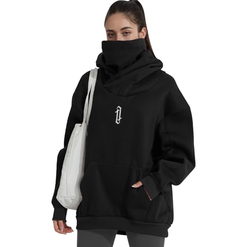Covisoty Hoodie Damen Oversize Rollkragen Fleece Pulli Kapuzenpullover Pullover Sweater Sweatshirt Mit Kapuze Urban von Covisoty