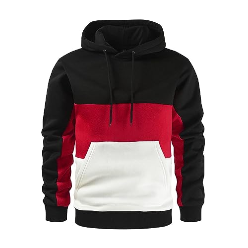 Covisoty Hoodie Herren Basic Kapuzenpullover Langarm Sweatshirts Classic Männer Pullover Unisex Casual Rot L von Covisoty