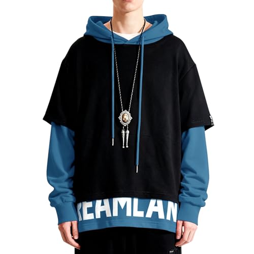 Covisoty Hoodie Herren Farbblock Kapuzenpullover Sweatshirt Casual Kapuzenpulli Patchwork Streetwear Pullover von Covisoty