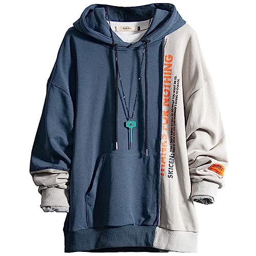 Covisoty Hoodie Herren Kapuzenpullover，Herren Techwear Pullover Hip Hop Patchwork Unisex Streetwear Sweatshirt von Covisoty