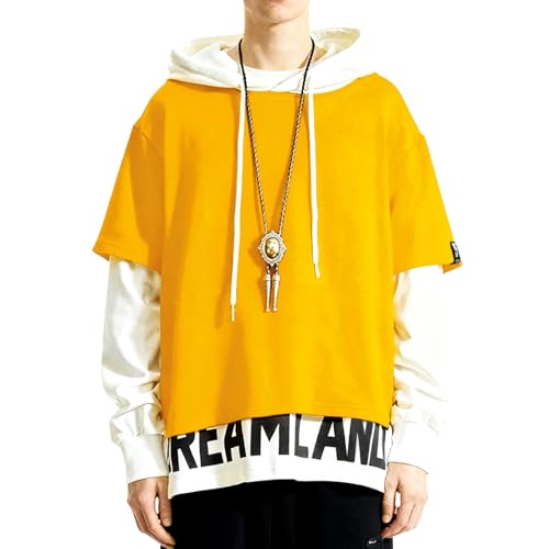 Covisoty Hoodie Herren Farbblock Kapuzenpullover Sweatshirt Casual Kapuzenpulli Patchwork Streetwear Pullover von Covisoty