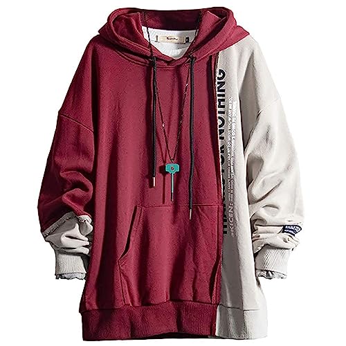 Covisoty Hoodie Herren Kapuzenpullover，Herren Techwear Pullover Hip Hop Patchwork Unisex Streetwear Sweatshirt von Covisoty