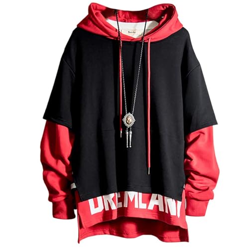 Covisoty Hoodie Herren Farbblock Kapuzenpullover Sweatshirt Casual Kapuzenpulli Patchwork Streetwear Pullover von Covisoty