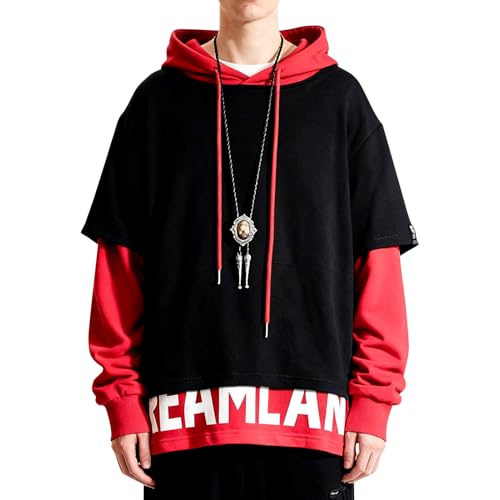 Covisoty Hoodie Herren Farbblock Kapuzenpullover Sweatshirt Casual Kapuzenpulli Patchwork Streetwear Pullover von Covisoty